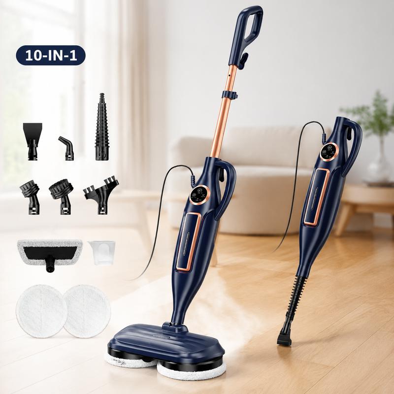 10-in-1 Dampfreiniger 1300W, Dampfmop mit 15s Aufheizzeit, multifunktionaler Dampfreiniger für Boden, Fliesen, Küche, Badezimmer und Sofa, 330ml Wasserbehälter