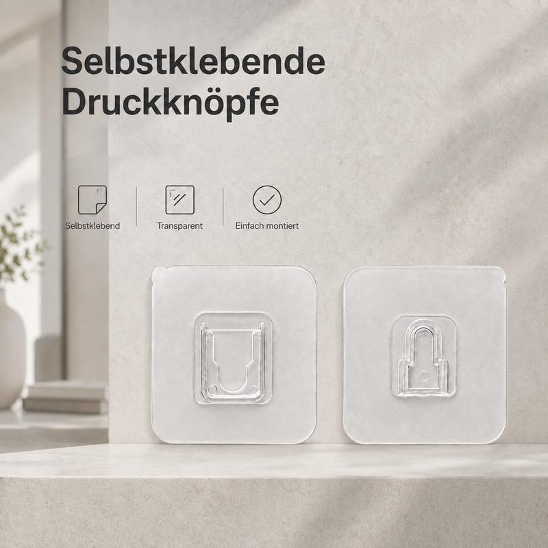 10 Paar transparente selbstklebende Wandhalterungen mit Schiebesystem, ohne Bohren, wasserfest und abnehmbar, für Steckdosenleisten, Router, Seifenschalen und Bilderrahmen, für Bad, Küche und Büro