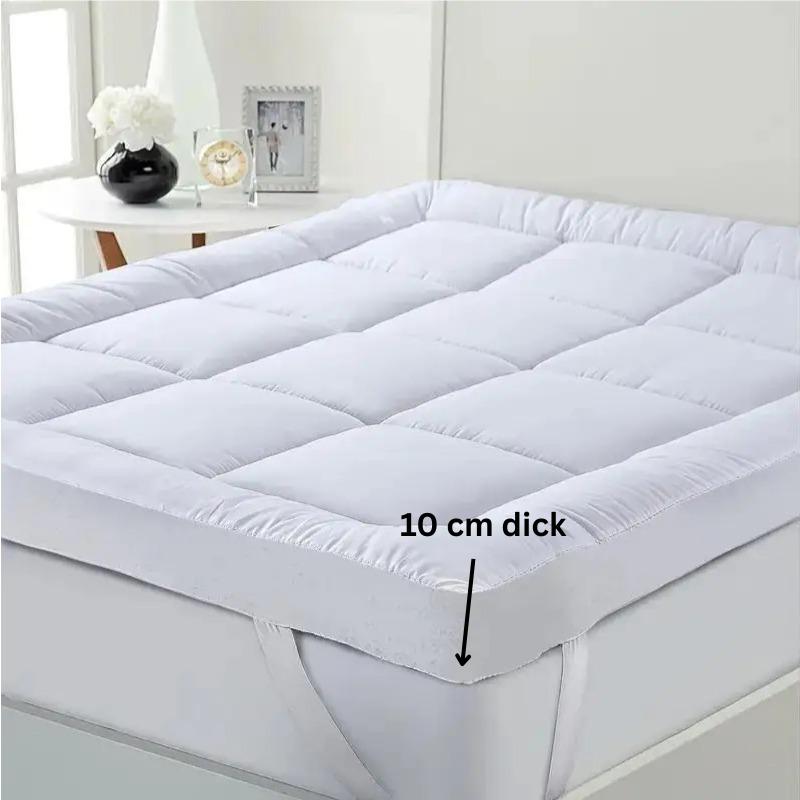 10cm Matratzentopper extra weich 1200 GSM – Gepolsterte Matratzenauflage mit Gummibändern, atmungsaktiv, rutschfest & waschbar bis 60°C, Topper für mehr Schlafkomfort & Rückenunterstützung