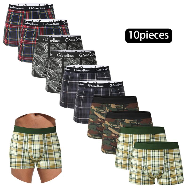 10er-Pack Herren-Boxershorts aus Baumwolle mit Aufdruck – Neue Markenqualität Unterwäsche, luxuriöses Boxershorts-Set