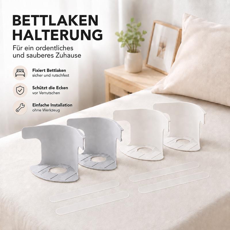 4er-Set Bettlakenhalter, transparente Bettlaken-Fixierer gegen Verrutschen, stabile Matratzen- und Spannbettlakenhalter für ein ordentliches Bett, einfache Montage ohne Werkzeug