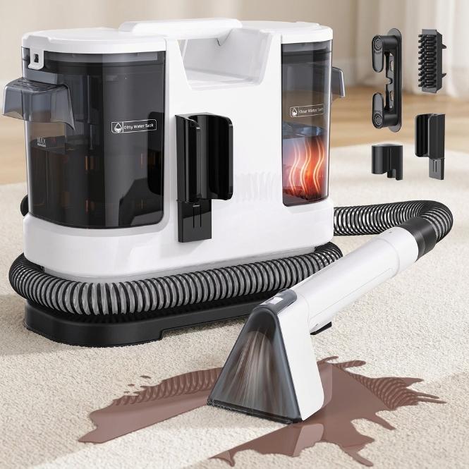 800W heißwasserbasierter Teppichreiniger, Lubluelu, 60 °C Tiefenreinigung gegen Tierflecken, 15 kPa starke Saugkraft, 5 m langes Netzkabel, 1,75 L Behälter, selbstreinigender Textilreiniger für Autositze, Teppiche, Sofas und Fußmatten