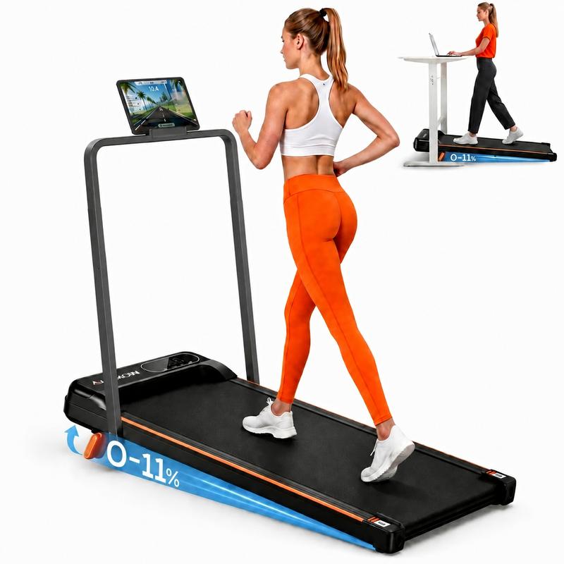 ABONOW das Laufband Walking pad 11% Steigung, max. 150 kg Belastbarkeit, 1-10 km/h Geschwindigkeit, 3,0 PS Laufband für Zuhause, Fernbedienung, dreifache Dämpfung zum Knieschutz, extrem leise, keine Montage nötig, platzsparend klappbar