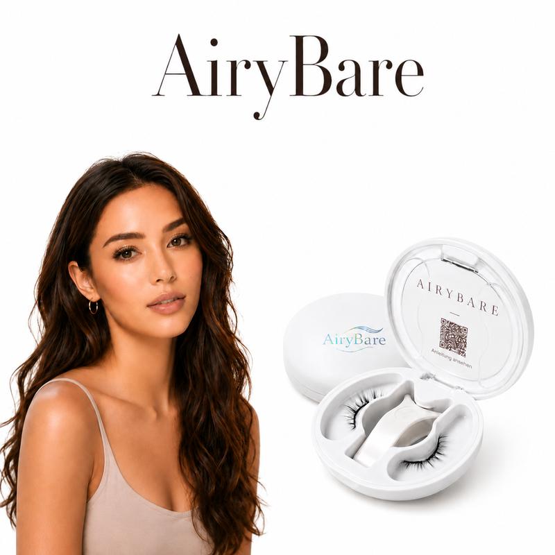 AiryBare Magnetwimpern ohne Kleber und Eyeliner, natürliches Wimpernset mit Applikator und 4 Wimpernteilen