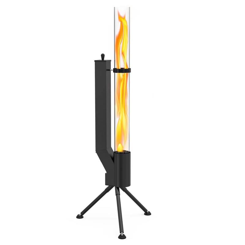 Albatros hochwertige Pelletfackel Schwarz | Raketenofen für den Garten | mit Glas Feuerrohr | Terrassenheizung Terrassenofen | Outdoor Feuerstelle ohne Strom | bis 2h Brenndauer