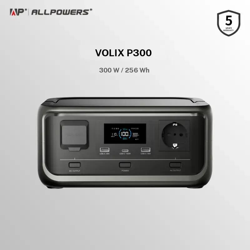 ALLPOWERS VOLIX P300 Tragbare Powerstation, 256Wh LiFePO4 Akku, 300W (Max 600W) Solargenerator,