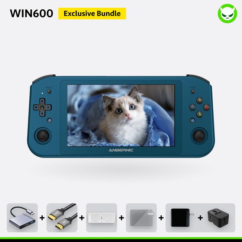 Anbernic Win600【Buy 1 Get 1 8K HDMI Cable+1 Multi-port Adapter+1 Screen Protector+】5G WiFi 4.2 Bluetooth 3050E Dali APU 16GB RAM DDR4/1TB SSD 5.94 Inch Screen 9000mAh Ready to Use
