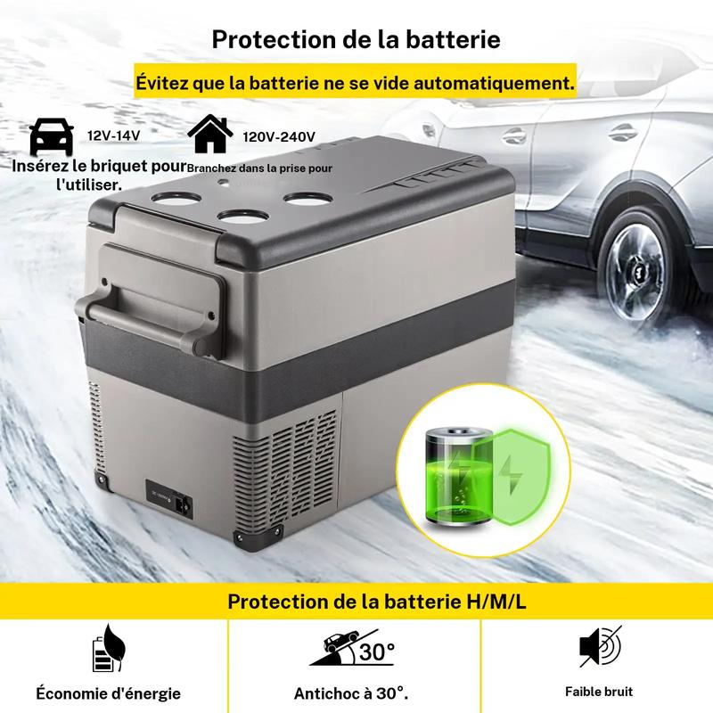 (Anschließen) Auto-Kühlschrank 35–55 L mit Kompressor, aus Edelstahl, isolierte Box für den Urlaub, Mini-Kühlschrank für Autos, LKW, Boote und Wohnmobile, mit Netz-/Gleichstromkabel