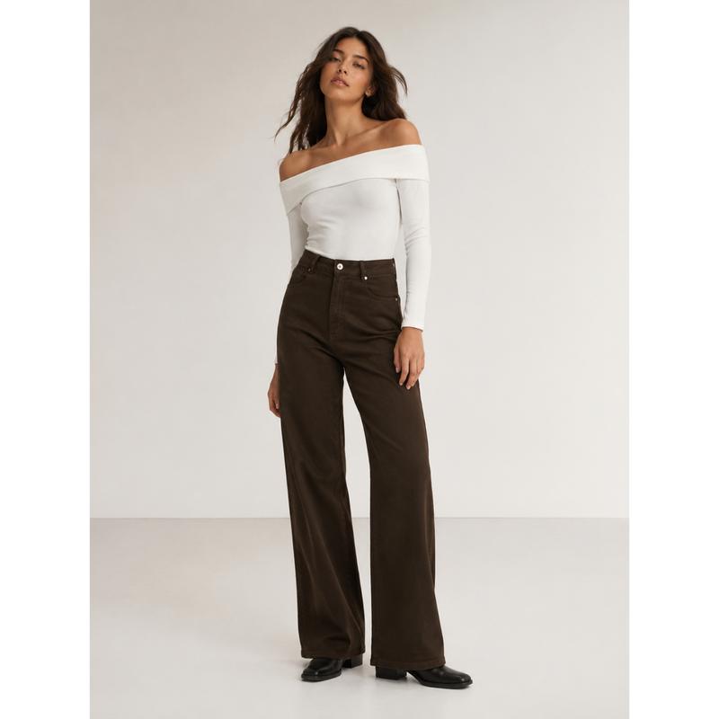 ARMONIAS Jeans Miss Stretchy, Damenjeans Wide Leg mit Hohem Bund und Weitem Bein, Super Elastischer Denim, 5 Taschen, Bequem und Flexibel, Lässiger Alltagsstil für Jeden Anlass, Frühling, Sommer, Herbst und Winter.