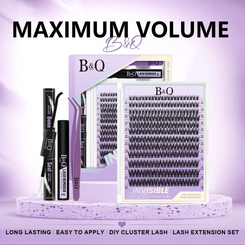B&Q Wispy Kit Lash Clusters Kit | 8‑16mm, Unsichtbares Klares Band, Seide‑Weich Leichtgewichtig Natürliche DIY Wimpernextensionh