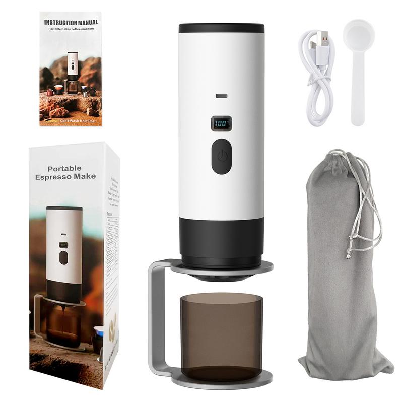 【Back to school】Mini Kapselkaffeemaschine für Unterwegs - Elektrische Espressomaschine - Ideal für Reisen & Haushalt - In Schwarz & Weiß