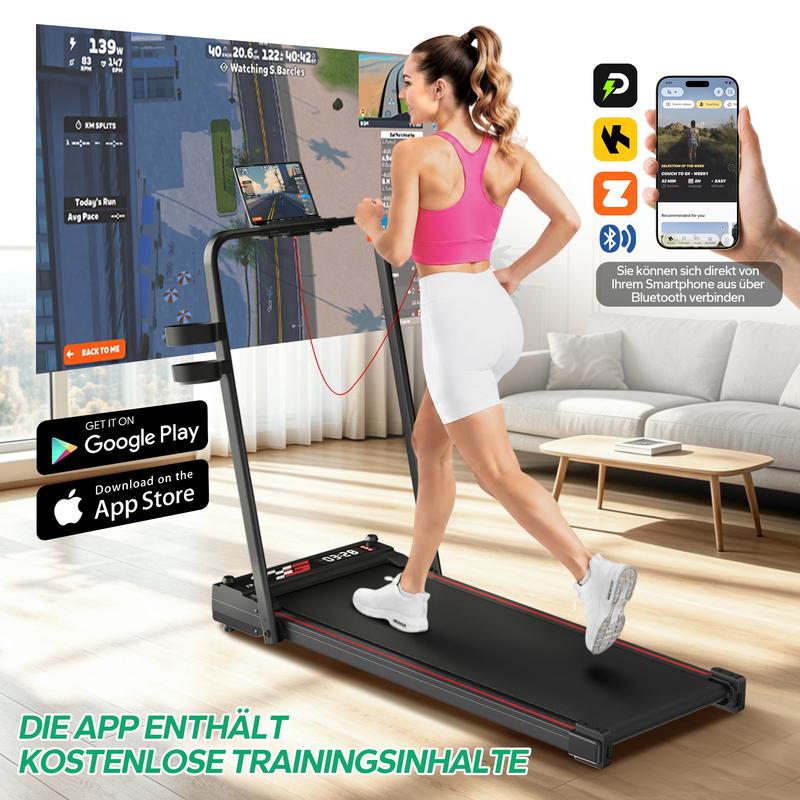 BEROCA-[Schulanfang-Angebote]-Zusammenklappbares Laufband mit Massagefunktion-1-14KM/H-mit beidseitig nutzbarem Laufband-mit APP