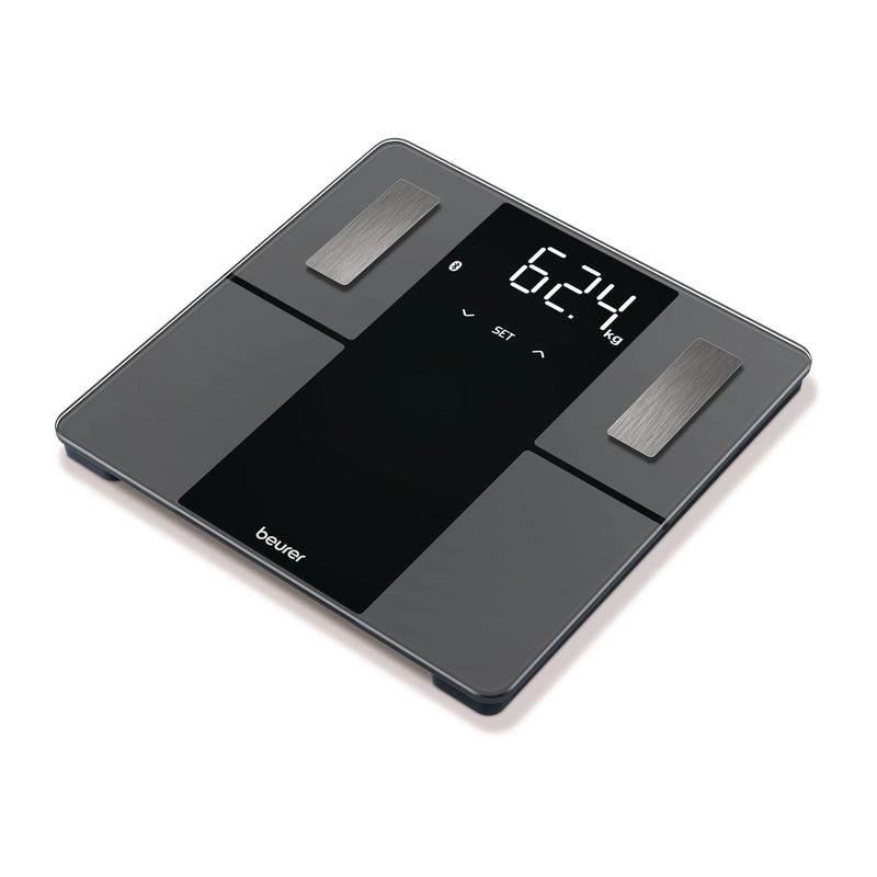 Beurer BF 500 Diagnosewaage mit Bluetooth und App, digitale Körperfettwaage mit 180 kg Tragkraft, Analysewaage zur Messung von Körperfett, Muskelanteil, Kalorienbedarf etc., XL-Display