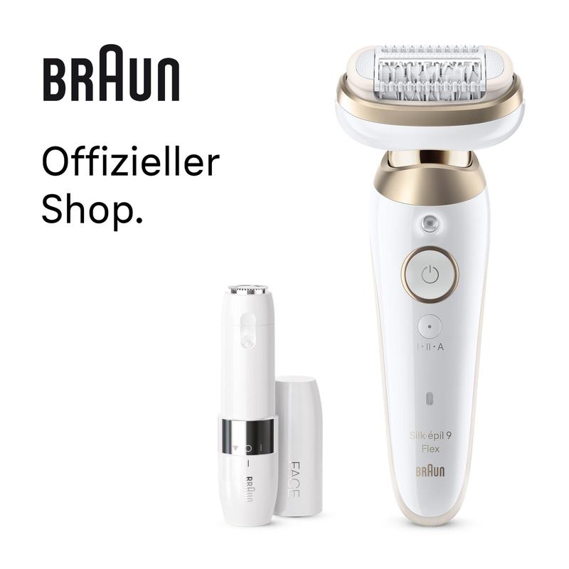 Braun Silk·épil 9 Flex 9-060 3D Epilierer + Braun Face Mini-Haarentferner FS1000