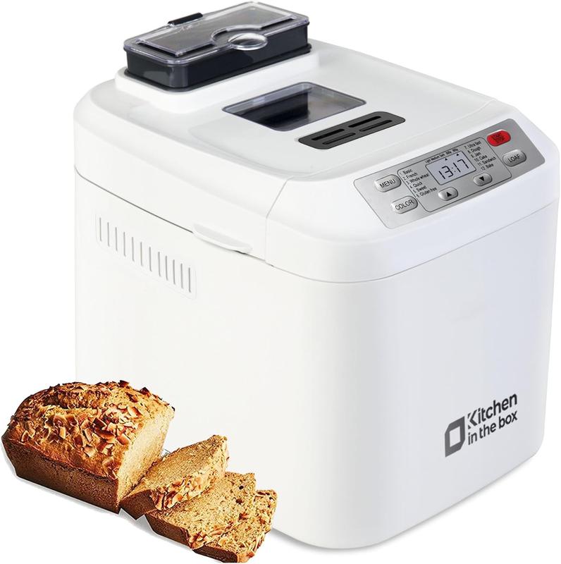 Brotbackautomat, Brotbackmaschine mit Zutatenautomat, Automatische Zubereitung & Warmhaltefunktion, Backautomat mit Timer, 12 Backprogramme, Glutenfrei