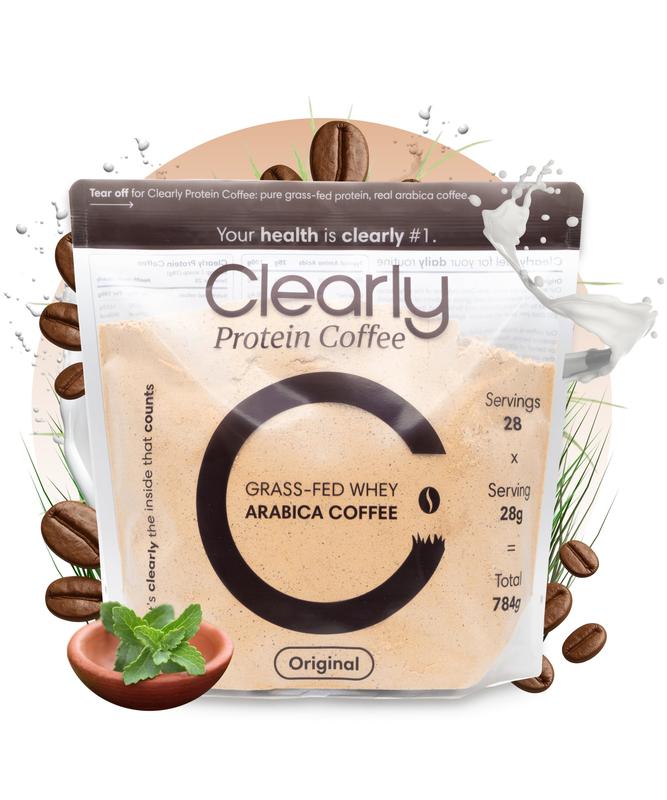 Clearly High Protein Eiskaffee (Iced Coffee) - 21g Protein - Echter kolumbianischer Kaffee - Weide-Whey - Zuckerfrei & Gutverträglich (mit Laktase)