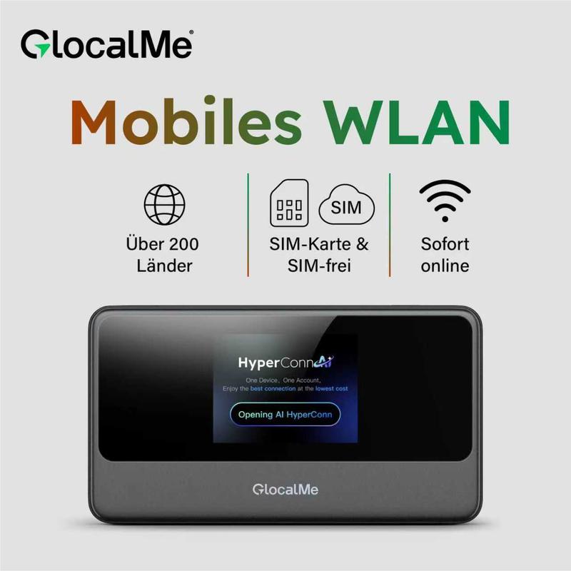 【CloudSIM – Intelligente Netzwahl】GLOCALME MeowGo G40 Pro | 4G LTE WLAN Hotspot | Mit/ohne SIM | Auto-Netzwechsel (Schnellstes Netz) | 200+ Länder & Regionen | 390+ Anbieter | Bis 10 Geräte | 13h Akku | Für Reisen, Arbeit, Zuhause, Outdoor