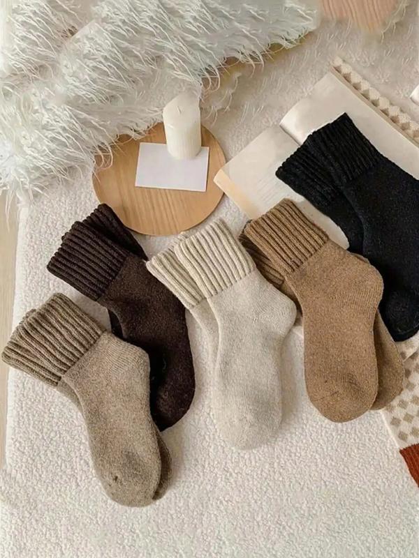 Damen Socken bis zur Mitte des Knöchels, einfarbig – weiche, bequeme und warme Socken für Herbst und Winter, Damensocken für den täglichen Gebrauch, Socken-Set