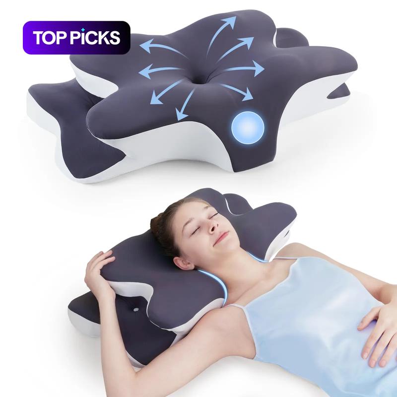 Doppelseitiges ergonomisches Nackenkissen aus stützendem Memory-Schaum, kühlender Bezug, Zonendesign und extragroße Armauflage, für Seiten-, Bauch- und Rückenschläfer