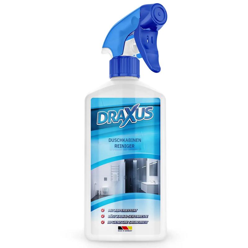 DRAXUS Profi Duschkabinenreiniger mit Abperleffekt I Kalkentferner Dusche stark gegen Kalk- und Seifenreste I Eignet sich perfekt als Badreiniger