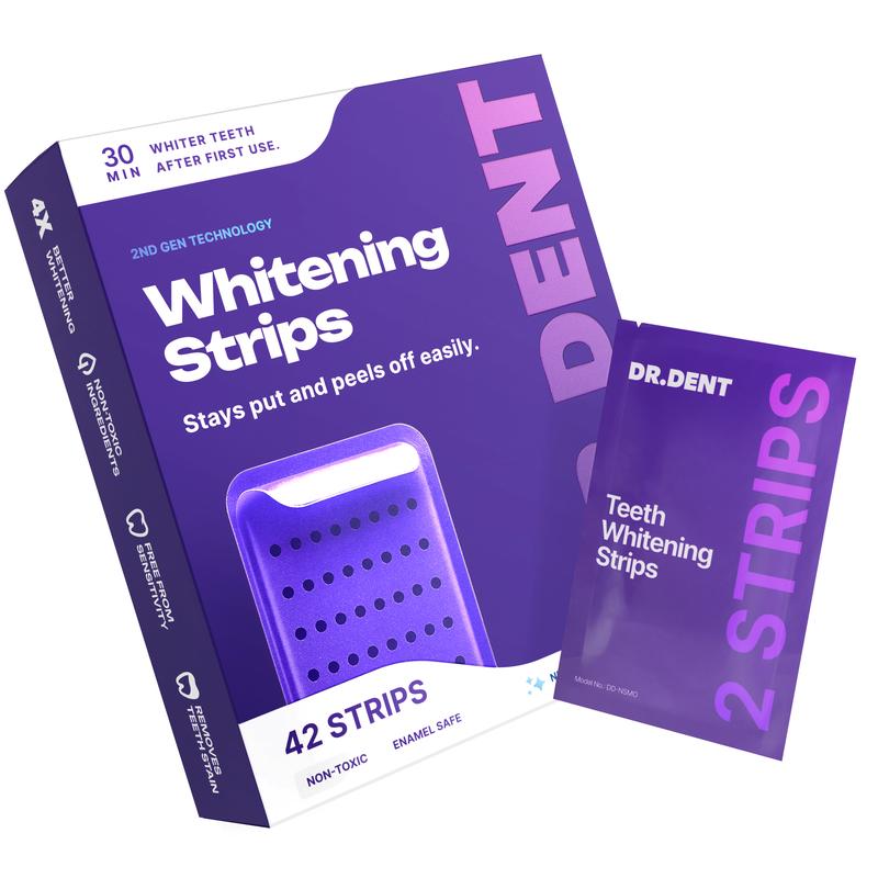 DRDENT Purple Zahnaufhellungsstreifen – 7/21 Aufhellungsanwendungen – Schonend für den Zahnschmelz – Für empfindliche Zähne geeignet – Peroxidfrei