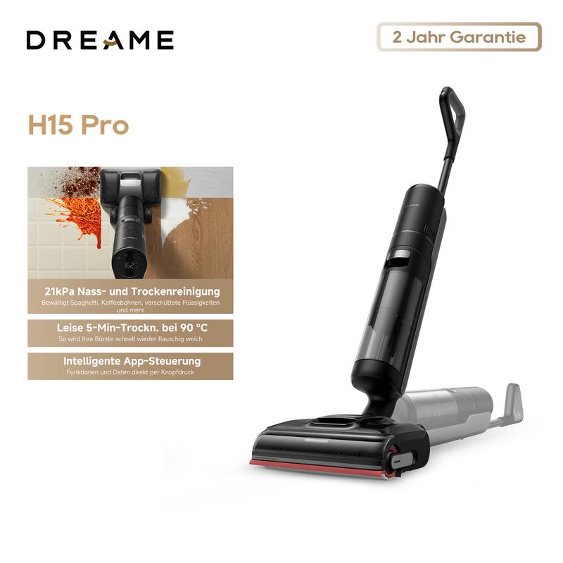 Dreame H15 Pro Nass und Trockensauger, GapFree AI DescendReach Roboterarm, Triple Edge Cover, 21kPa Saugleistung, 0 Tangle, 100 ° C Bürstenwäsche, 5min, 90 ° C Trocknen, 180 ° flach liegen