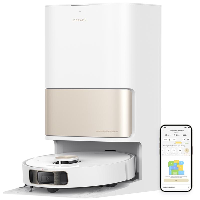 Dreame-L10s Pro Ultra Heat Roboterstaubsauger, mit Schrubbfunktion, automatischer Moppreinigung, heißem Wasser, 7000Pa Saugleistung, Doppelmopp und Bodenreinigung