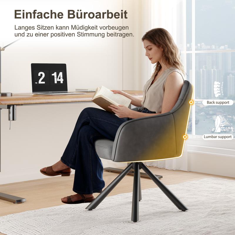 Drehbarer Esstischstuhl mit Armlehnen, Samtbezugter Stuhl, moderner Wohnzimmerstuhl, komfortabler Küchenstuhl für Esszimmer, Wohnzimmer, Schlafzimmer und Homeoffice