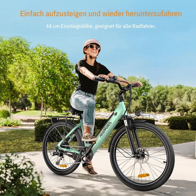 E-Bike für Erwachsene HillMiles MileCity1 26", 7 Gangschaltungen, abnehmbarer 36V13Ah-Akku, 25 km/h, Reichweite 80–100 km, wasserdicht nach IP65 mit Rückträgern für Pendler