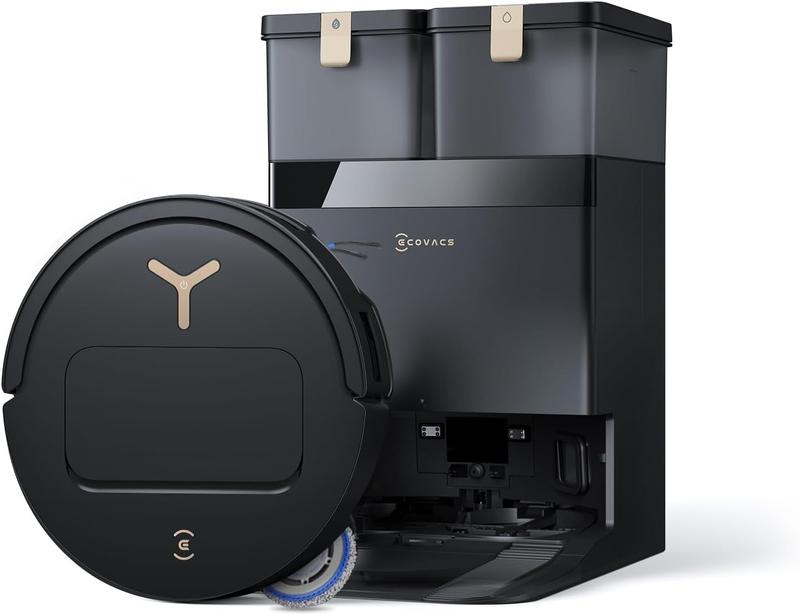 ECOVACS DEEBOT T50 PRO Omni Gen3 Robot Vacuum Cleaner with Mop Function, 25,000 Pa, AIVI 3D 3.0, Automatic Addition of Cleaning Solution, Cleaning the Mop at 75°C, Hot Air Drying, 81 mm, Gloss Black,2 Jahre Garantie