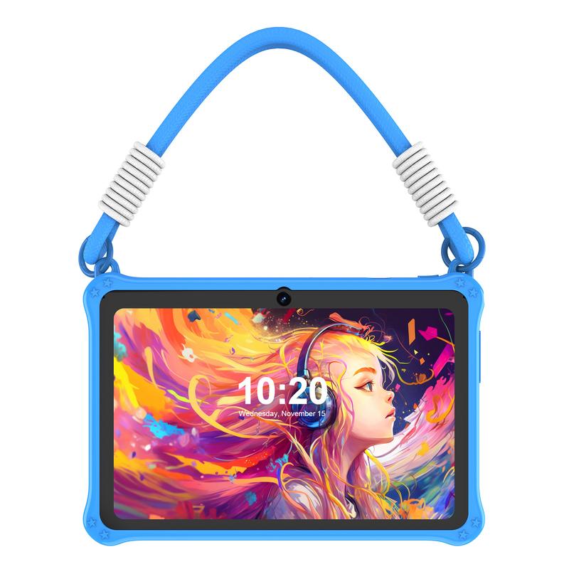 Elegante 7-Zoll-Lern-Tablet für Kinder Android 13 System 4 GB RAM (2 GB + 2 GB erweiterbar) 32 GB Speicherplatz Dual-Kamera vorne und hinten Schutzhülle aus Silikon inklusive