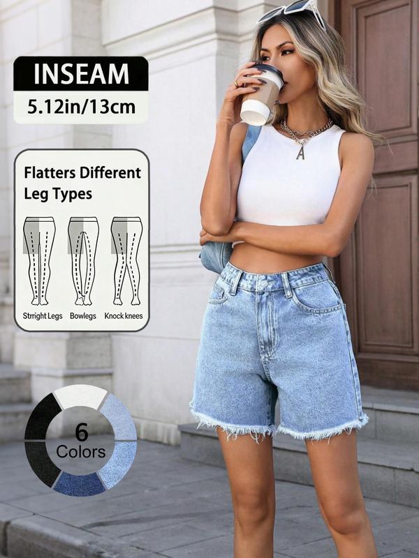 Elegante Damen-Jeansshorts mit hoher Taille, A-Linie, Loose Fit, figurschmeichelnd, Boho-Stil, Sommer