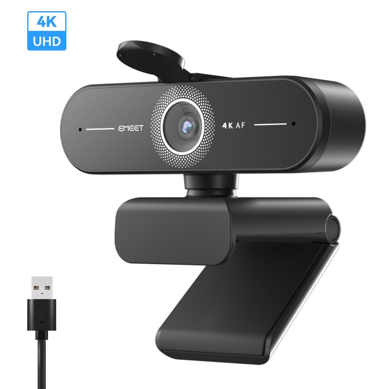 EMEET C60E 4K Webcam mit PDAF Autofokus – Plug & Play für PC & Mac, Automatische Lichtkorrektur, Dual-Mikrofon, für Streaming & Home Office