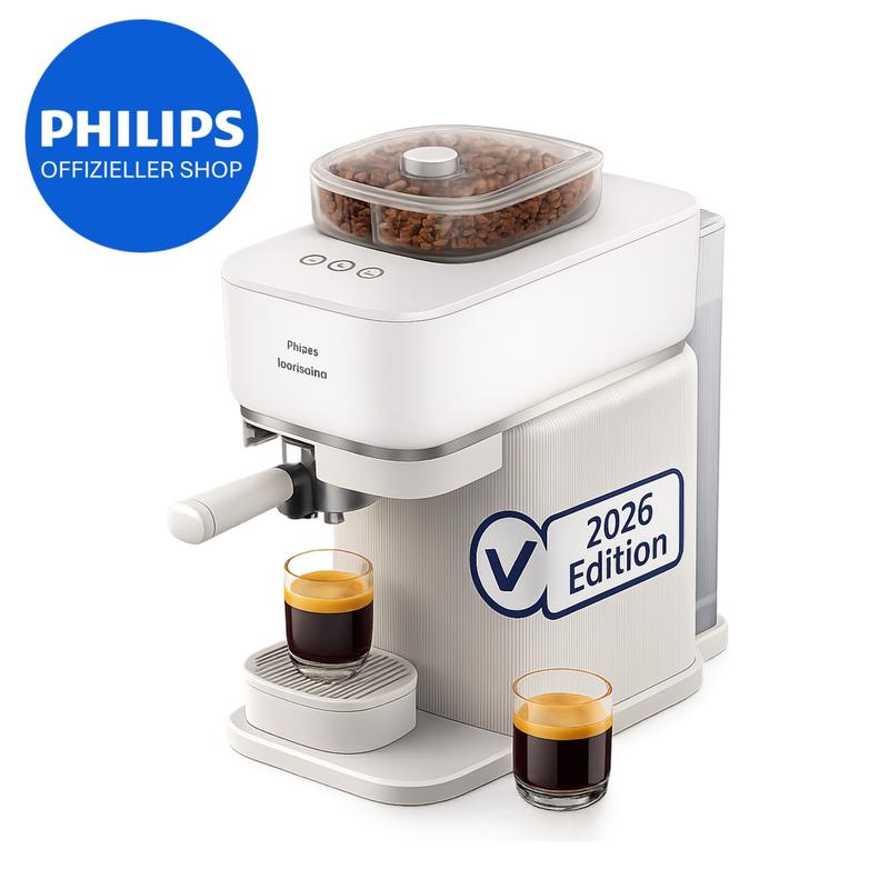 Espressomaschine mit Bean SWAP BAR320/00 mit Mahlwerk für ganze Bohnen - Doppelter Bohnenbehälter, 16 bar Pumpendruck, Naturweiß