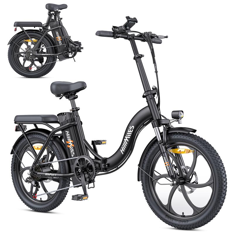 Faltbares E‑Bike HillMiles MilePort 1 für Erwachsene mit abnehmbarem 36 V 13 Ah Akku, großen 20"×3.0" Rädern, 250 W Motor, maximaler Geschwindigkeitswert 25 km/h und Reichweite von bis zu 100 km, E‑Bike für städtische Pendler