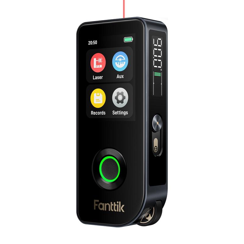 Fanttik A11 Ultra 3‑in‑1 Lasermessgerät, digitales Laser‑Entfernungsmessgerät mit 197 ft Reichweite, IPS‑Touchscreen und seitlichem LCD‑Display, Rollrad und 3‑Achsen‑Digitalnivelliergerät, wiederaufladbar für Heim‑DIY‑Projekte und Innenprojekte
