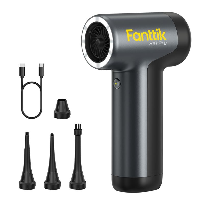 Fanttik B10 Pro Elektrischer Luftstaubbläser, 110.000 U/min bürstenloser Motor, Druckluftstaubbläser, Mini Bläser mit Ein Knopf Booster, 3 einstellbare Stufen, elektrischer Staubbläser für PC, Tastatur, Elektronik und Werkbank