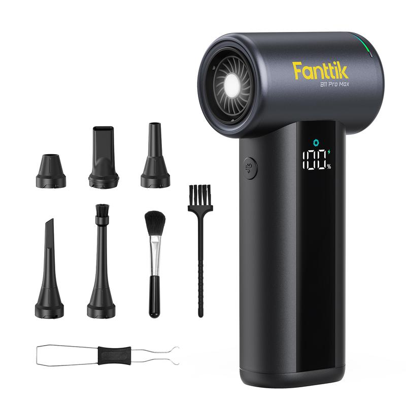Fanttik B11 Pro Max elektrischer Luftstaubbläser, 150.000 U/min bürstenloser Motor, Druckluftstaubbläser, 100 einstellbare Stufen, Booster mit einem Klick, wiederaufladbarer Akku mit 28,08 Wh, elektrischer Staubbläser für PC, Auto und Zuhause