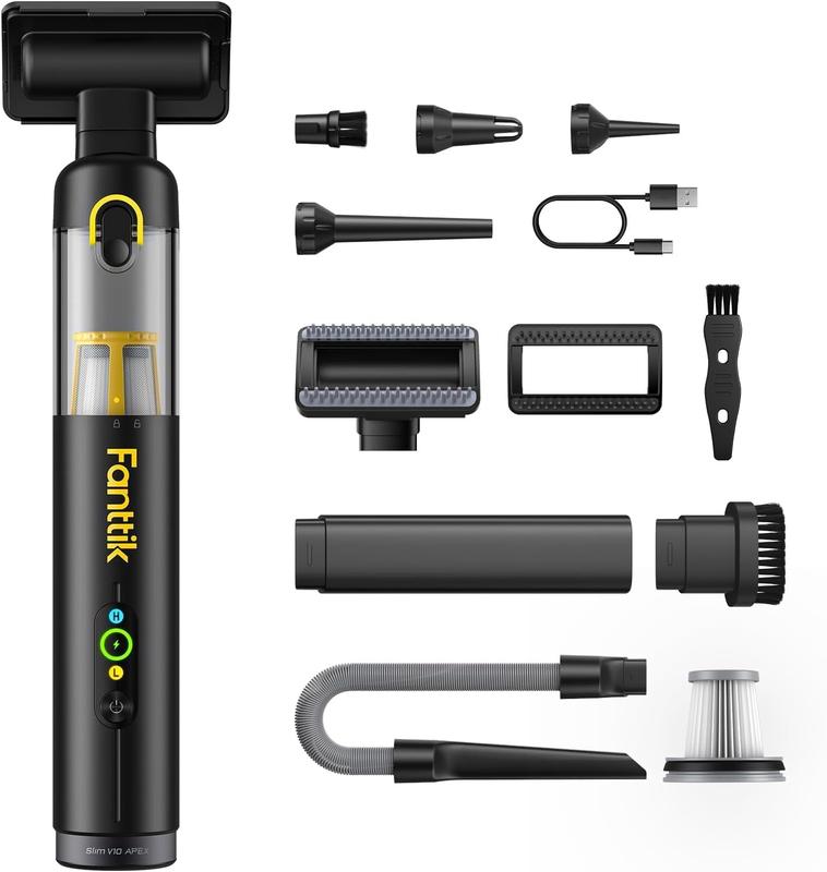 Fanttik Slim V10 APEX kabelloser Auto-Staubsauger, 4-in-1 tragbarer Mini-Handstaubsauger, 19 kPa Saugkraft, verbessertes intelligentes digitales Display, 2 Saugleistungsmodi