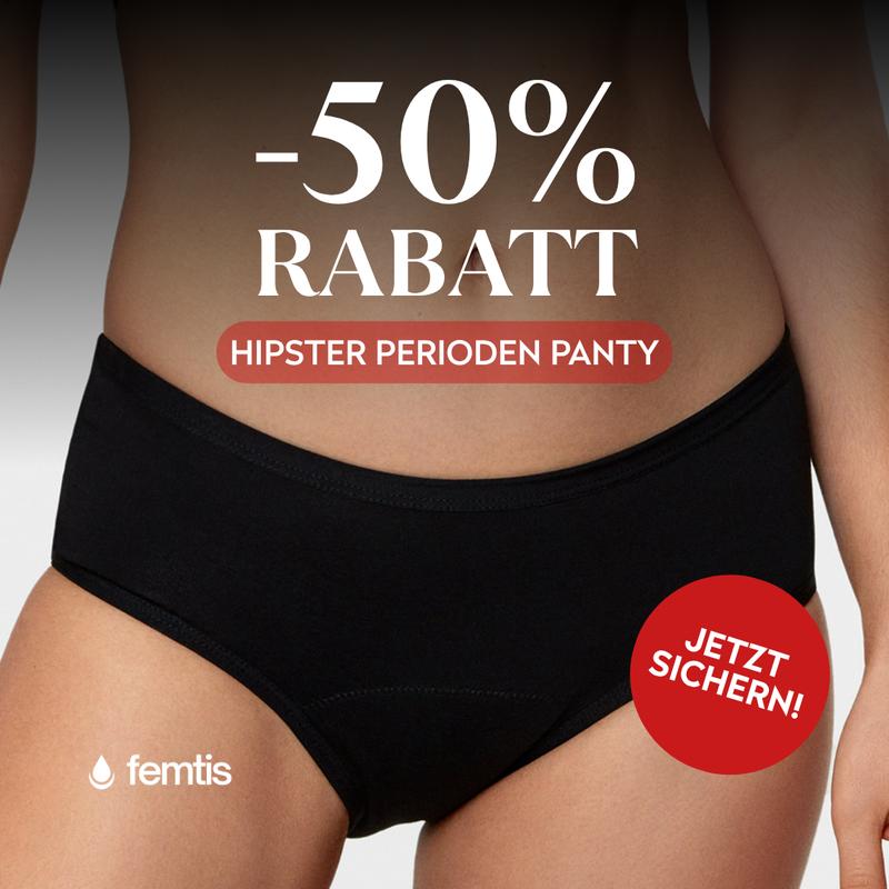 Femtis Period Panty - LENE Hipster - Super Strong - schwarz Perioden Unterwäsche super starke Saugkraft Damen Slip