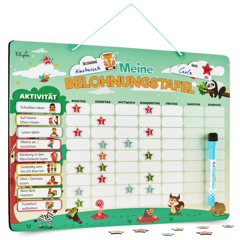 Filapen Kinder Belohnungstafel - Montessori Magnettafel inkl. 303 Magnete