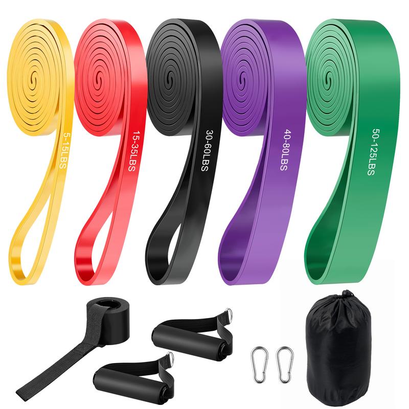 Fitnessbänder Widerstandsbänder mit 5 Stufen, Resistance Bands mit Türanker, 2*Griffen, Übungsanleitung&Tragebeutel, Gymnastikband Klimmzugband Fitnessband für Muskelaufbau,Yoga,Pilates 5er Set