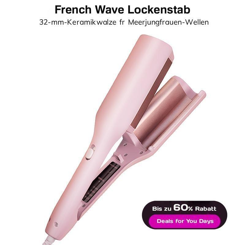 【Free Shipping】32mm ionische Welleneisen Lockenstab für Deep Waves ,3-Barrel Beach Waves,Französischer Wellen-Lockenstab fürIonen Keramik Hair Curler ,11 Temperatur-LED-Anzeige