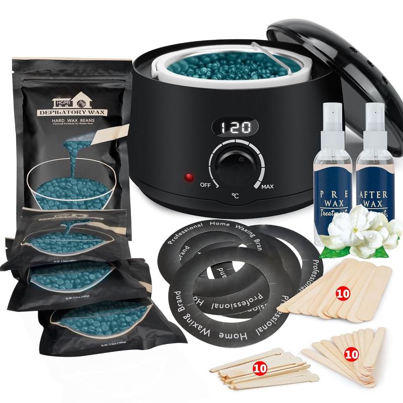 Free Shipping -Waxing Kit mit Temperaturanzeige, Professioneller Wachserhitzer für Haarentfernung, Wax Heater Set in Salonqualität, 5× Wax Beads & 20 Holzspatel, Sanfte & Effektive Ganzkörper-Enthaarung für Zuhause, TikTok Trend