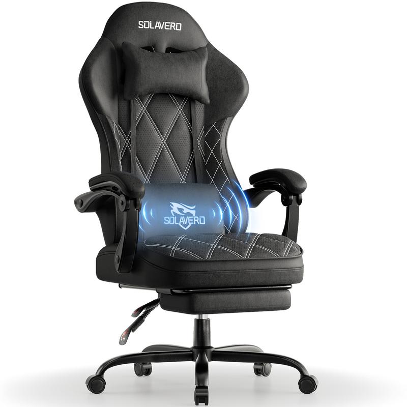 Gaming Stuhl, ergonomischer Gaming Sessel mit Federkernpolsterung, Renn Gaming Stuhl mit Fußstützen, Lendenstütze, verstellbarer Bürostuhl, Tragfähigkeit von 150 kg, PC Stuhl