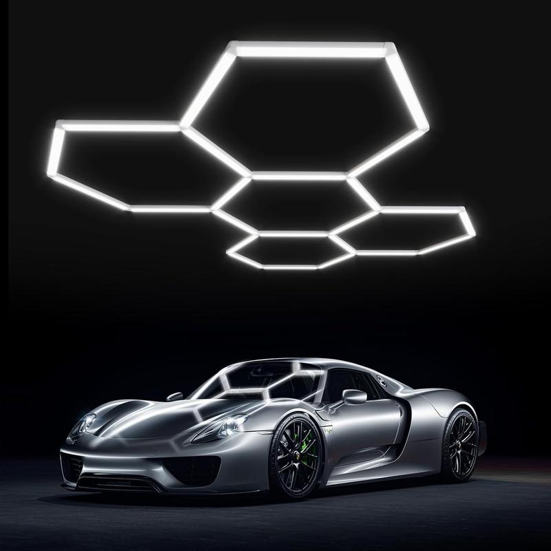 Garagenleuchte, hexagonale LED-Röhrenlampe, Waben-Leuchtpanel, Deckenbeleuchtung für Friseursalons, ideal für Werkstätten, 4S-Autohändler, Karosserie-Reparaturwerkstätten und Fitnessstudios