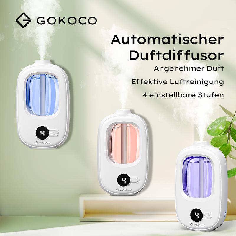 GOKOCO GF1081 – Automatischer Aromatherapie-Diffusor – Luftreinigung, 4 Einstellungsstufen, konzentrierter vertikaler Zerstäuber, rückstandsfreie Wandmontage, einstellbare Intensität