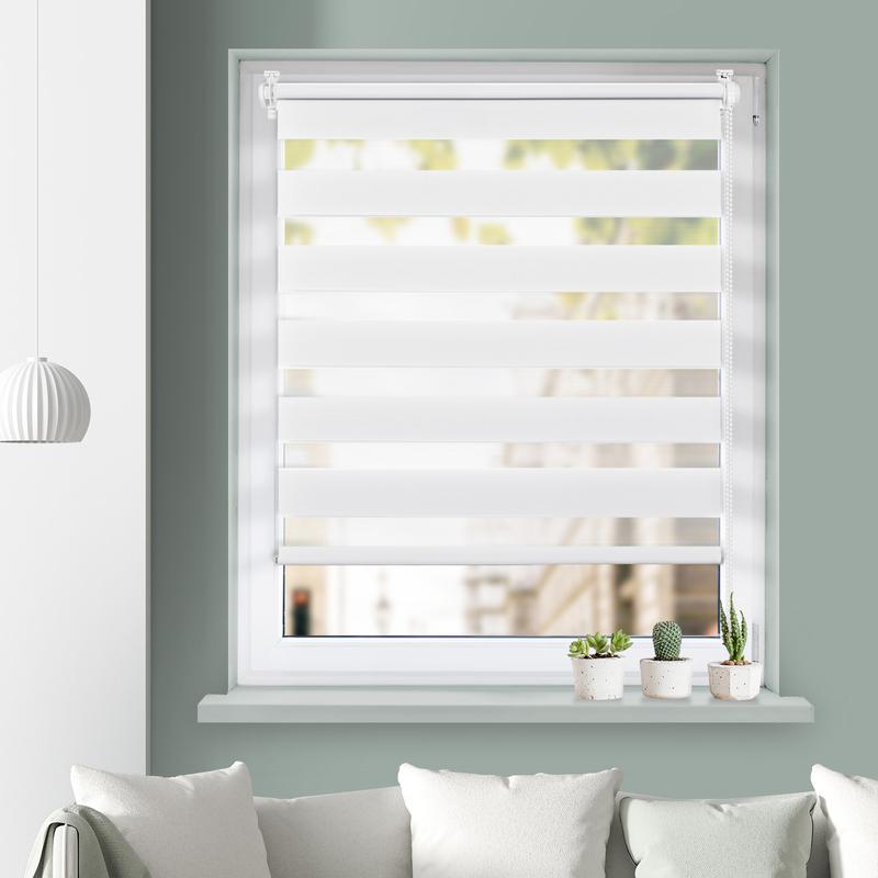 Grandekor Doppelrollo Klemmfix ohne Bohren Fenster Rollos für innen Klemmrollos Duo Rollos für Fenster ohne Bohren mit Bohren Privatschutz UV-Schutz Zebrarollo