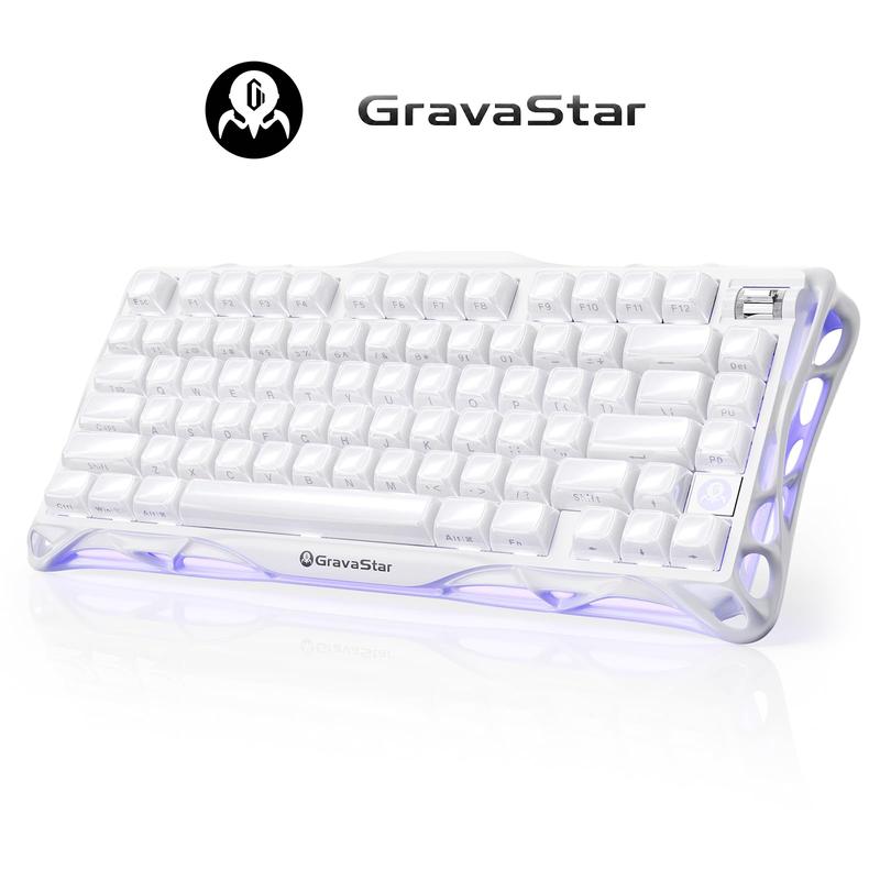 GravaStar Mercury K1 Mechanische Gaming-Tastatur, QWERTZ-Layout, Weiß | 75% Wireless Gaming Keyboard mit Aluminiumgehäuse, Hot-Swap, RGB, Tri-Mode, Gasket, 8000mAh Akku und Mechanical Tastaturen