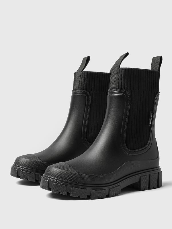 Gummistiefel für Damen, wasserdicht, Regenstiefel, einfarbig, rutschfest, Outdoorschuhe, modische Stiefel, runde Kappe, Gummischuhe für Frauen & Mädchen